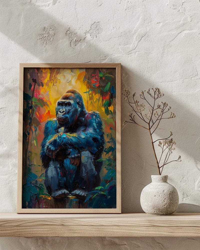Silverback Gorilla Art, African Jungle Decor - Rainforest Landscape