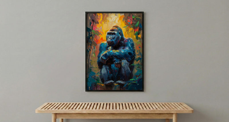 Silverback Gorilla Art, African Jungle Decor - Rainforest Landscape