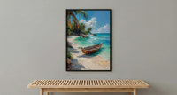 Zanzibar Boat Wall Art, Tropical Beach Decor - Turquoise Ocean Print