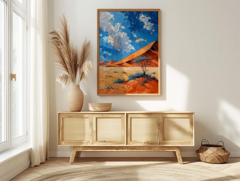 Namib Desert Poster, Red Sand Dune Wall Decor - Blue Sky Landscape
