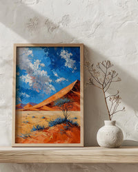 Namib Desert Poster, Red Sand Dune Wall Decor - Blue Sky Landscape