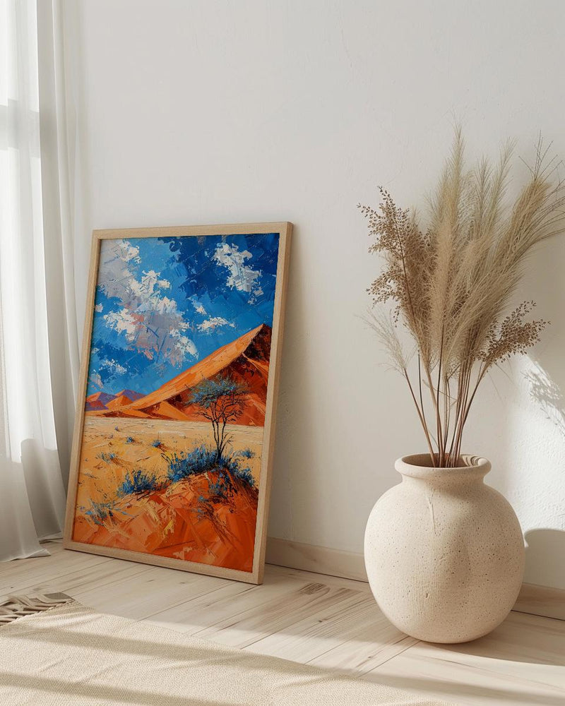 Namib Desert Poster, Red Sand Dune Wall Decor - Blue Sky Landscape