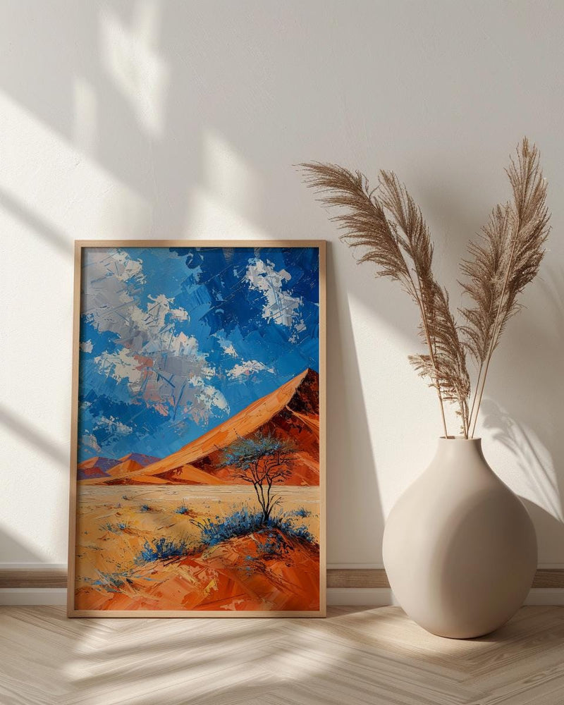 Namib Desert Poster, Red Sand Dune Wall Decor - Blue Sky Landscape