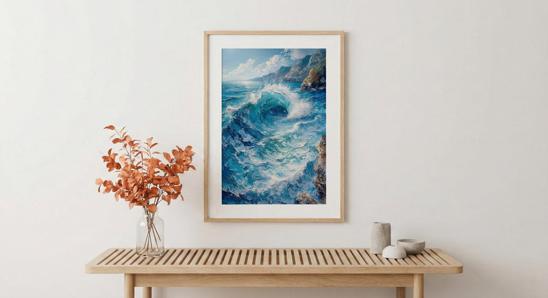 Cape Town Coast Wall Art, Crashing Wave Decor - Rocky Ocean Landscape