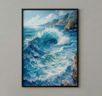 Cape Town Coast Wall Art, Crashing Wave Decor - Rocky Ocean Landscape