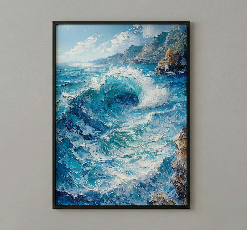 Cape Town Coast Wall Art, Crashing Wave Decor - Rocky Ocean Landscape