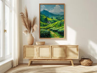 Rwanda Tea Hills Art Print, Green Plantation Decor - Morning Landscape