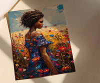 Sunlit African Woman Art Print, Colorful Summer Decor - Tribal Jewelry Portrait