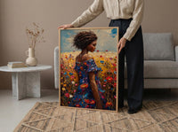 Sunlit African Woman Art Print, Colorful Summer Decor - Tribal Jewelry Portrait