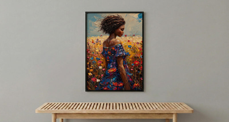 Sunlit African Woman Art Print, Colorful Summer Decor - Tribal Jewelry Portrait