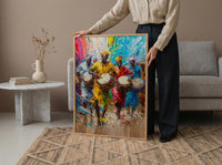 African Festival Drummers Wall Art, Colorful Summer Decor - Energetic Djembe Print