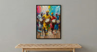 African Festival Drummers Wall Art, Colorful Summer Decor - Energetic Djembe Print