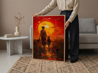 African Mother and Child Art Print, Sunset Decor - Abstract Landscape