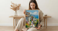 African Village Poster, Summer Wall Decor - Woman with Water Jug Art