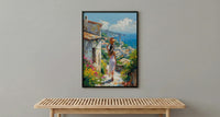 African Village Poster, Summer Wall Decor - Woman with Water Jug Art