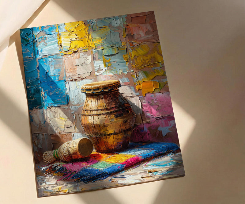 Abstract African Instruments Art Print, Summer Decor - Still Life