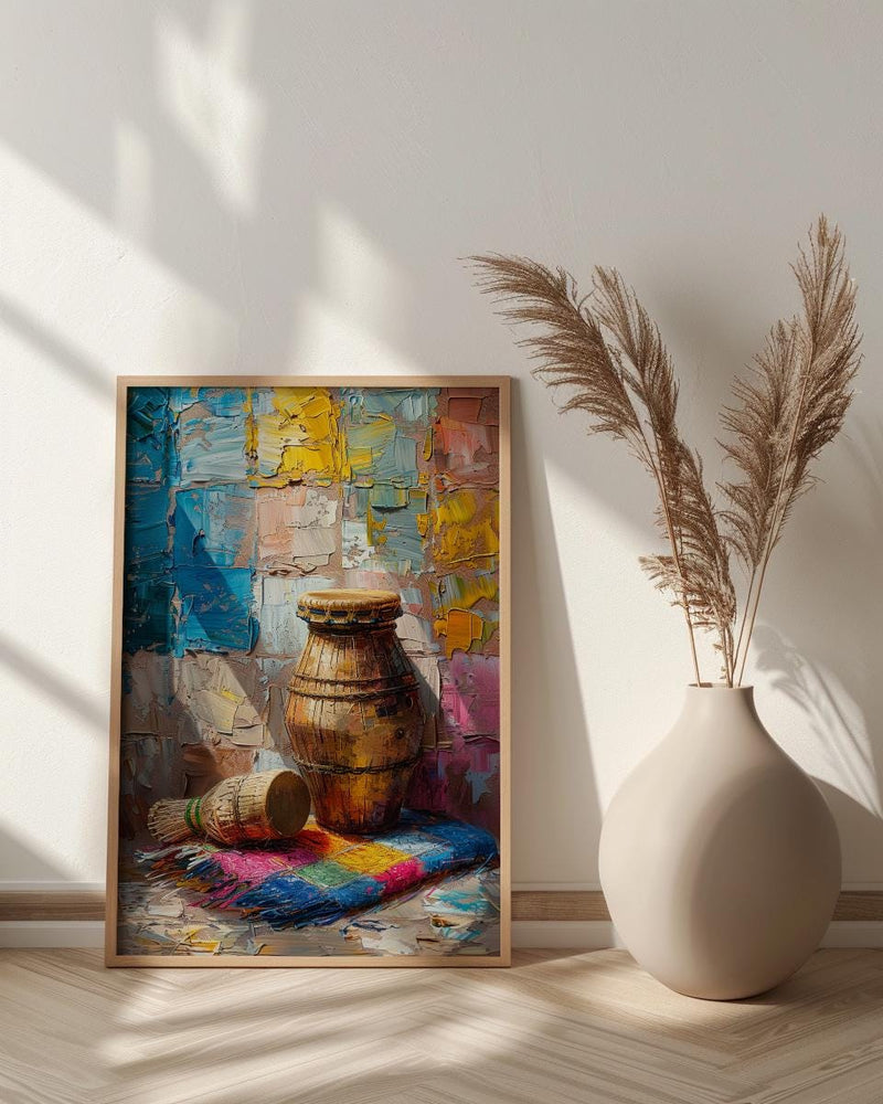 Abstract African Instruments Art Print, Summer Decor - Still Life