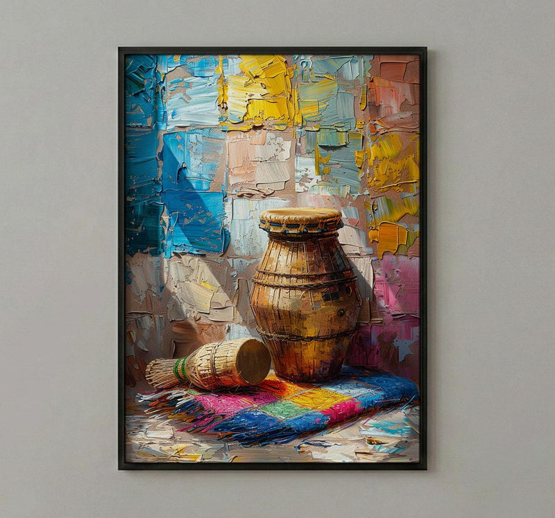 Abstract African Instruments Art Print, Summer Decor - Still Life