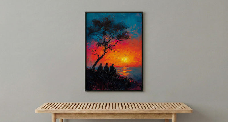 African Village Wall Art, Summer Sunset Decor - Elders Acacia Tree