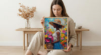 African Market Art Print, Flower Basket Decor - Summer Street Poster