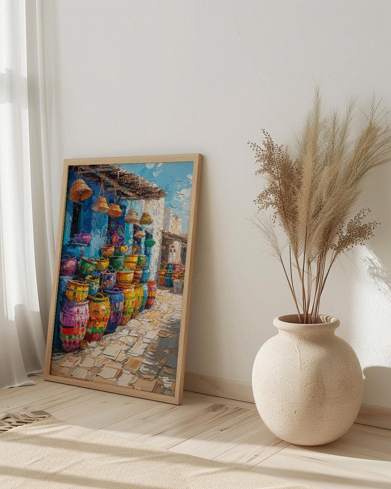 Handwoven Basket Wall Art, Rustic Market Decor - Traditional Craft Print