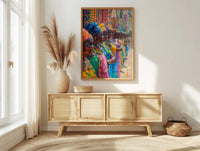 African Jewelry Wall Art, Beaded Craft Decor - Street Stall Landscape