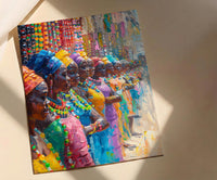 African Jewelry Wall Art, Beaded Craft Decor - Street Stall Landscape