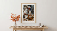 Mask Carver Wall Art, African Artisan Decor - Wooden Craft Print
