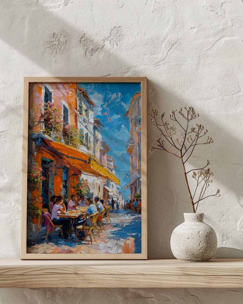 Lively Street Cafe Art, African Market Decor - Sunny Awning Poster
