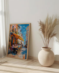 Lively Street Cafe Art, African Market Decor - Sunny Awning Poster