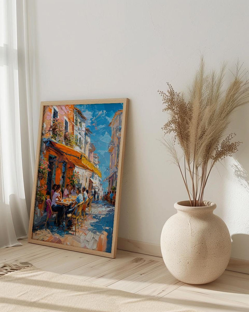 Lively Street Cafe Art, African Market Decor - Sunny Awning Poster