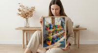 Terracotta Pottery Art Print, African Market Decor - Rustic Clay Poster