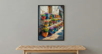 Terracotta Pottery Art Print, African Market Decor - Rustic Clay Poster