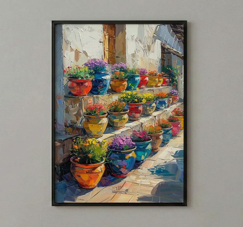Terracotta Pottery Art Print, African Market Decor - Rustic Clay Poster