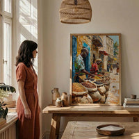 African Coffee Poster, Market Trader Decor - Roasted Bean Landscape