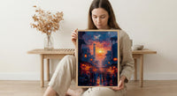 Evening Lantern Art Print, African Market Decor - Sunset Street Poster