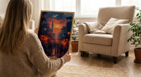 Evening Lantern Art Print, African Market Decor - Sunset Street Poster