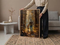 Redwood Forest Wall Art, Father And Child Decor - Giant Trees Nature Print