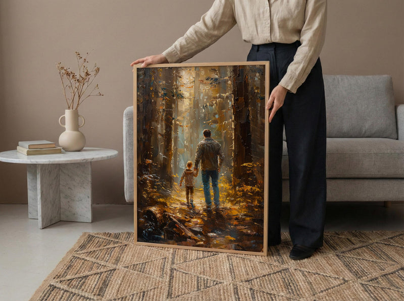 Redwood Forest Wall Art, Father And Child Decor - Giant Trees Nature Print