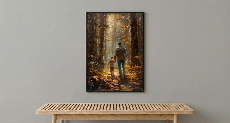Redwood Forest Wall Art, Father And Child Decor - Giant Trees Nature Print