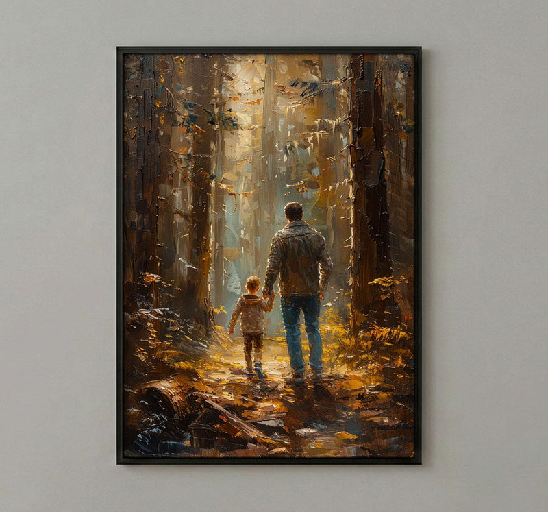 Redwood Forest Wall Art, Father And Child Decor - Giant Trees Nature Print