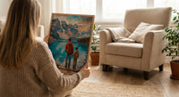 Moraine Lake Poster, Banff National Park Decor - Father And Son Landscape Art