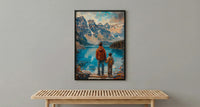 Moraine Lake Poster, Banff National Park Decor - Father And Son Landscape Art