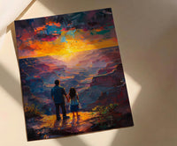 Grand Canyon Art Print, Father And Daughter Decor - Desert Sunset Landscape