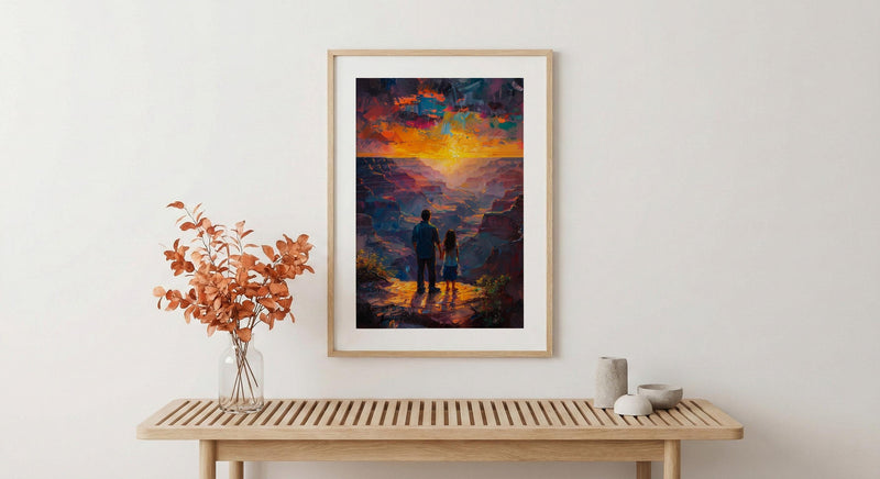 Grand Canyon Art Print, Father And Daughter Decor - Desert Sunset Landscape