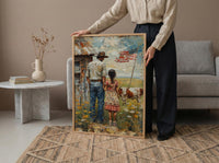 Texas Ranch Art Print, Father And Daughter Wall Decor - Rustic Americana Landscape