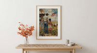 Texas Ranch Art Print, Father And Daughter Wall Decor - Rustic Americana Landscape