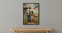Texas Ranch Art Print, Father And Daughter Wall Decor - Rustic Americana Landscape