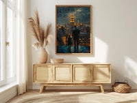 NYC Skyline Night Wall Art, Father And Son Decor - Manhattan Empire State Print