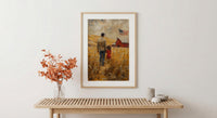 Kansas Wheat Field Poster, Father And Child Decor - Red Barn Americana Art